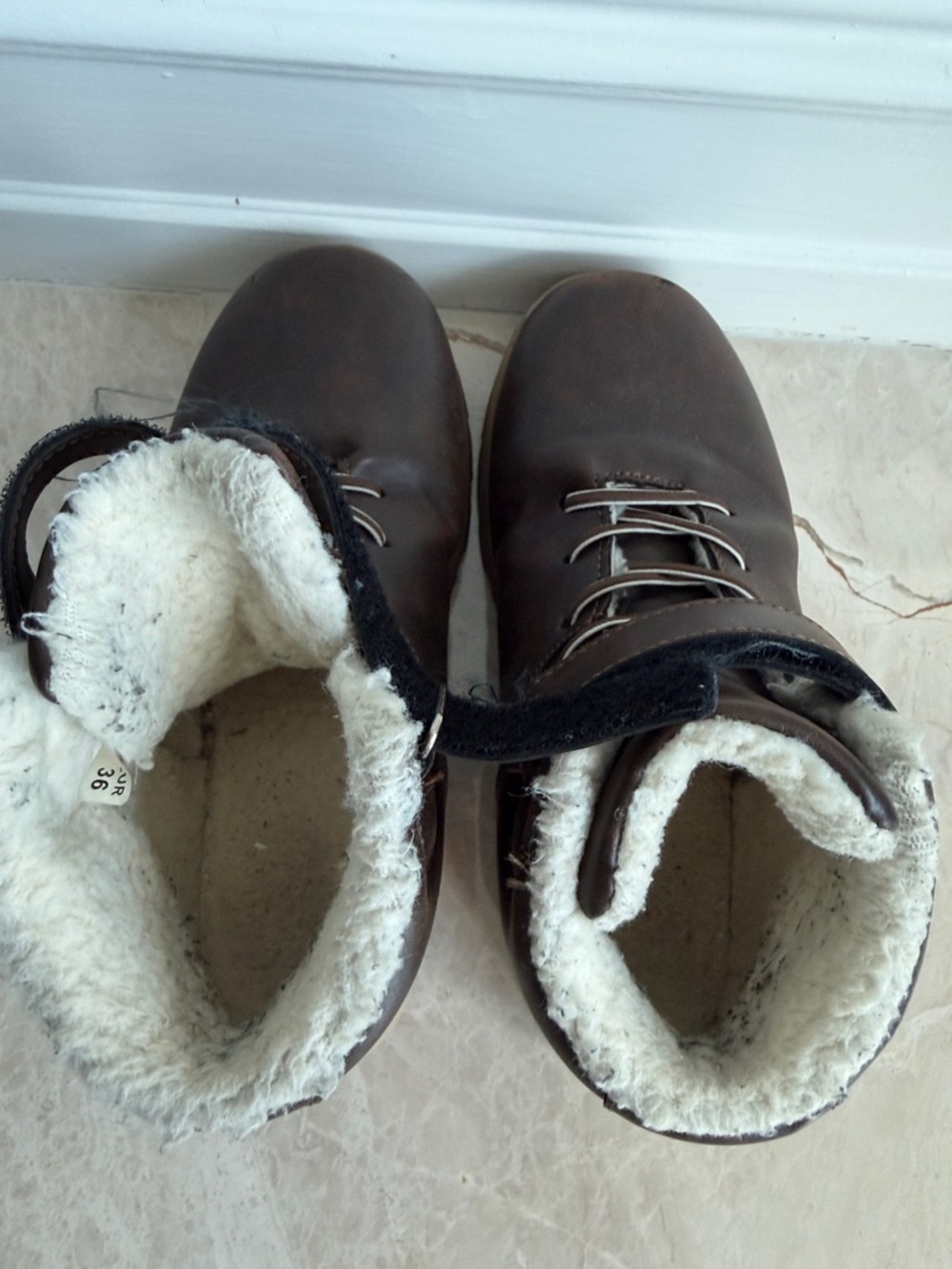 Boys Girls kids brown winter short Boots Faux Fur rubber soles Size Big Kid 4 - Picture 5 of 12